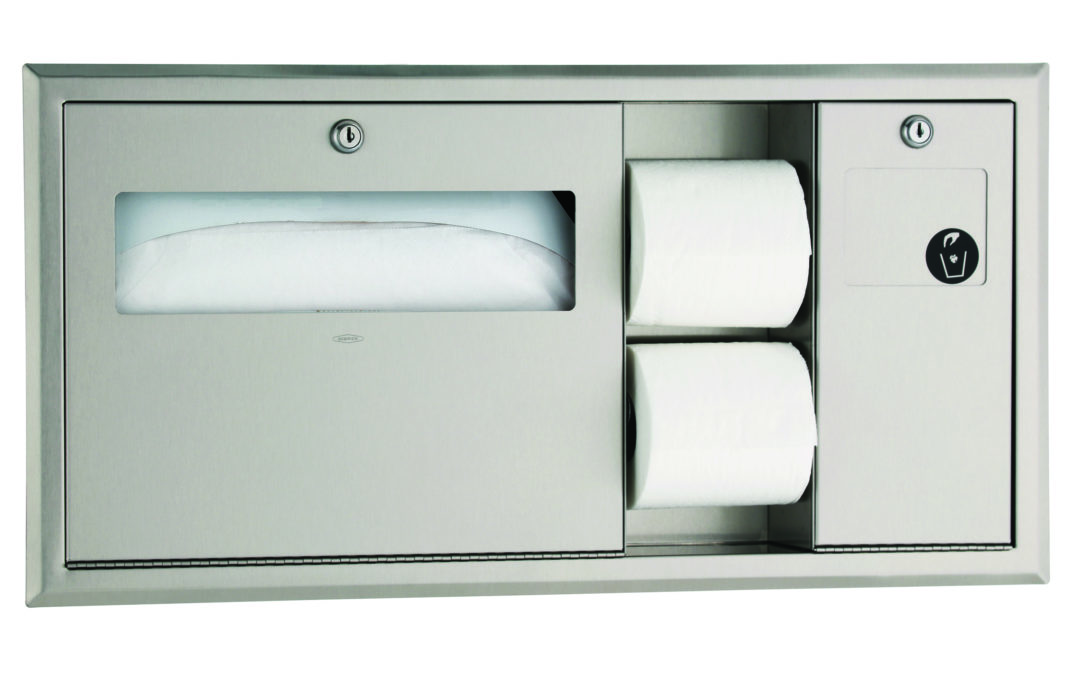 Recessed-Mounted Toilet Tissue, Seat-Cover Dispenser and Waste Disposal