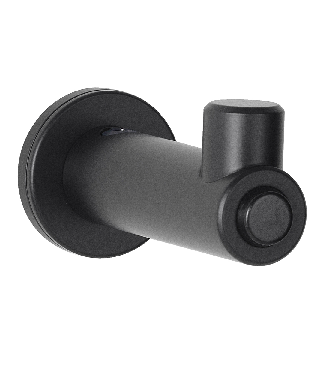 Surface-Mounted Coat Hook with Bumper, Matte Black