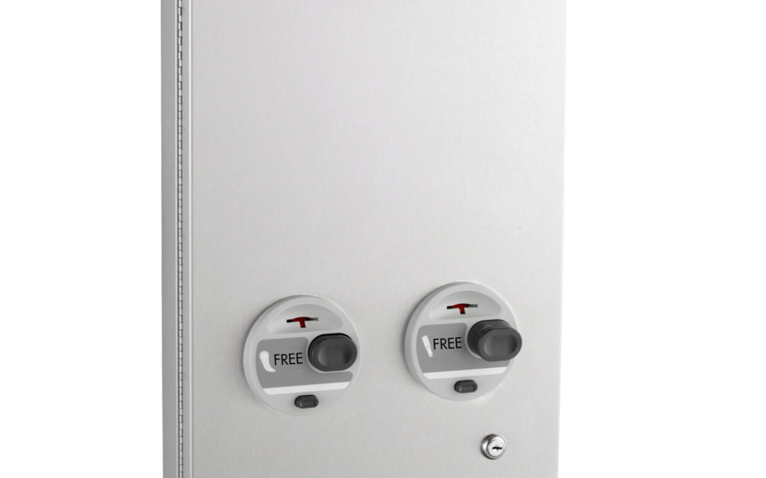 Semi-Recessed Napkin / Tampon Vendor, Free Vend Operation