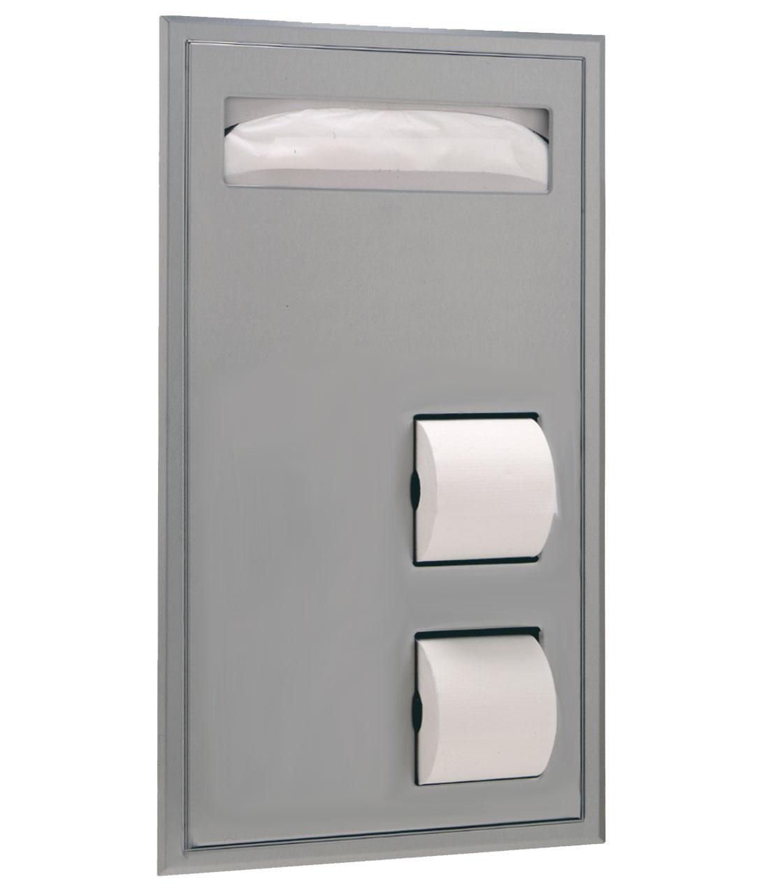 Partition-Mounted Seat-Cover Dispenser and Toilet Tissue Dispenser Image