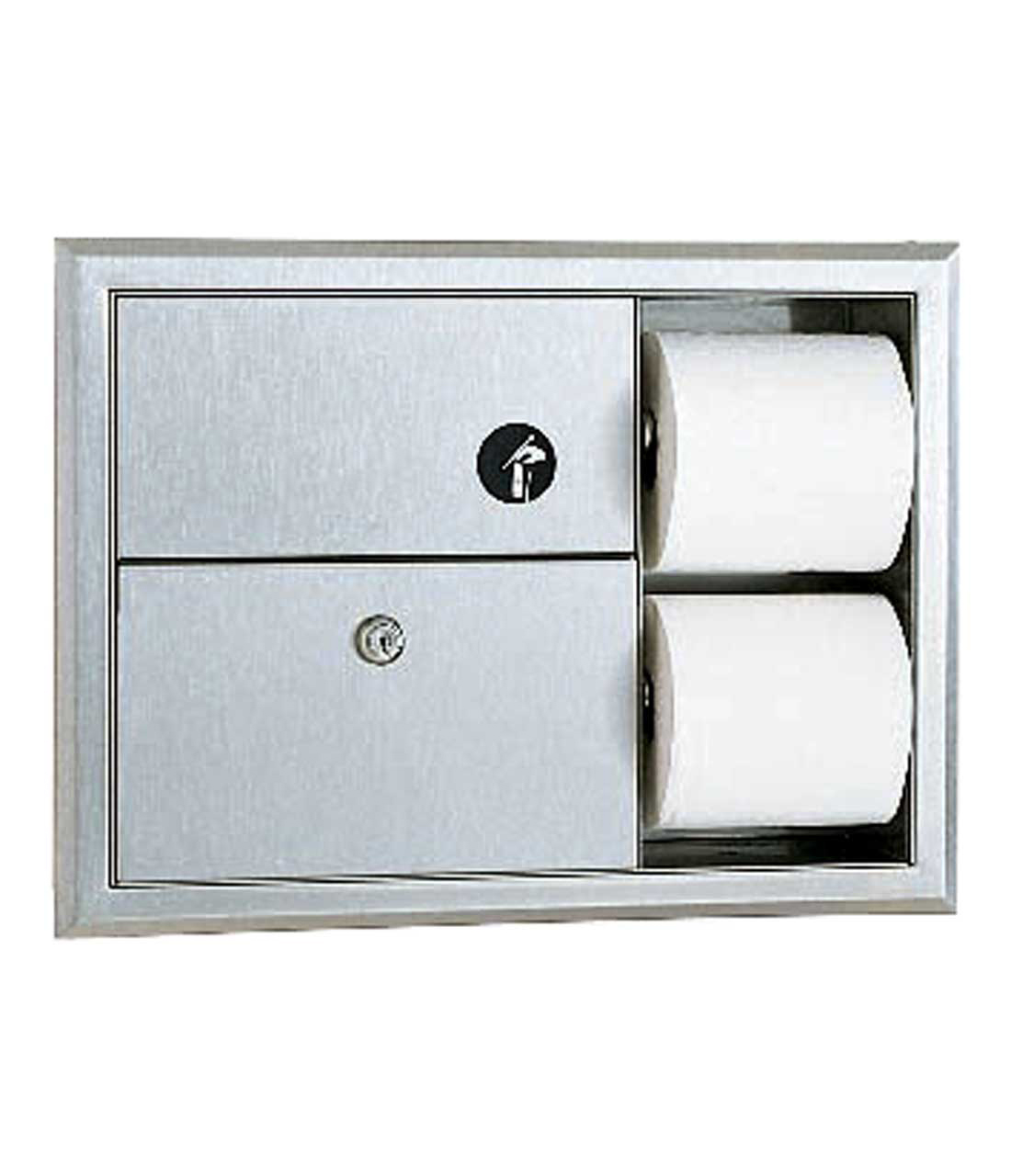 Recessed Sanitary Napkin Disposal and Toilet Tissue Dispenser Image