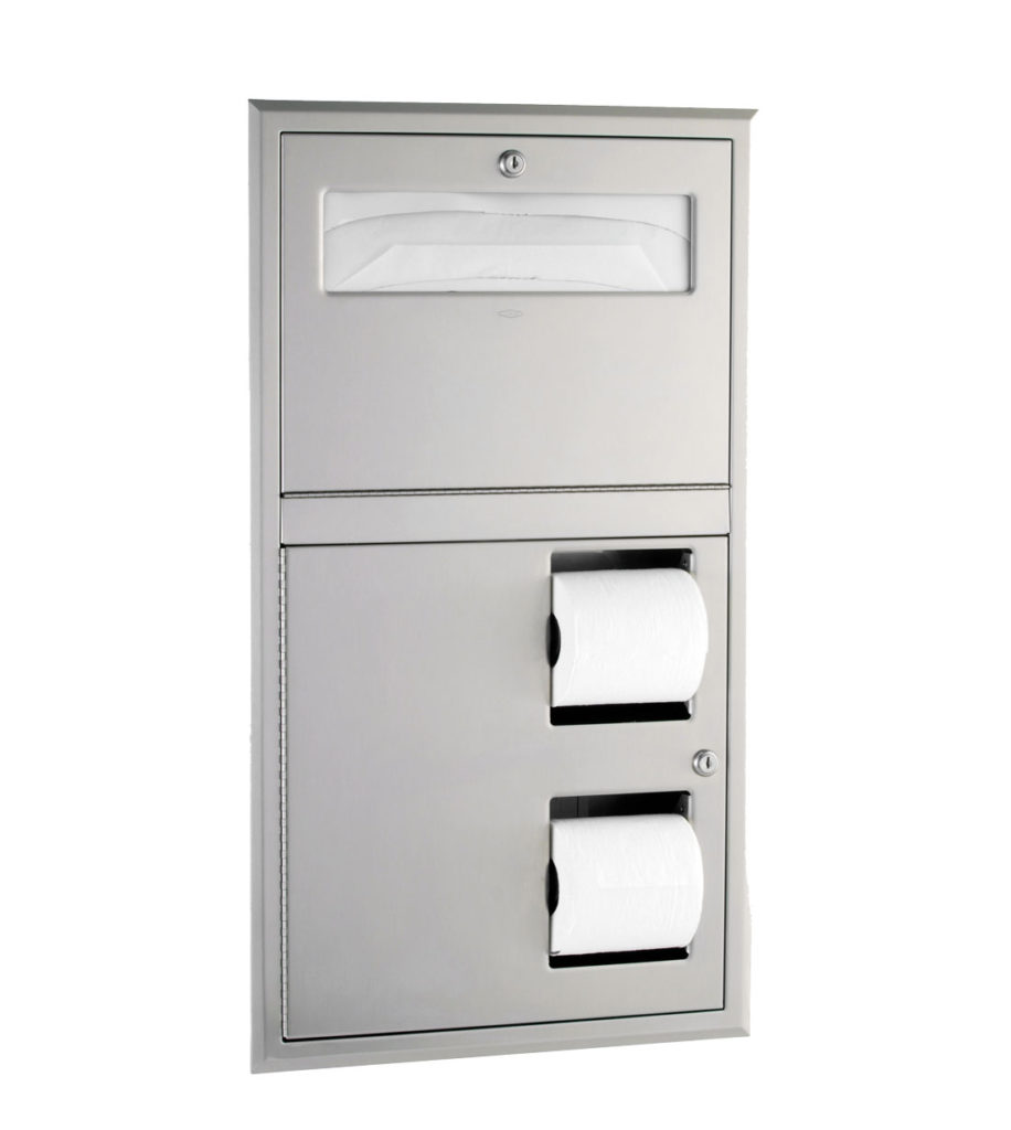 Bobrick B34745 Recessed SeatCover Dispenser and Toilet Tissue Dispenser tillescenter Paper