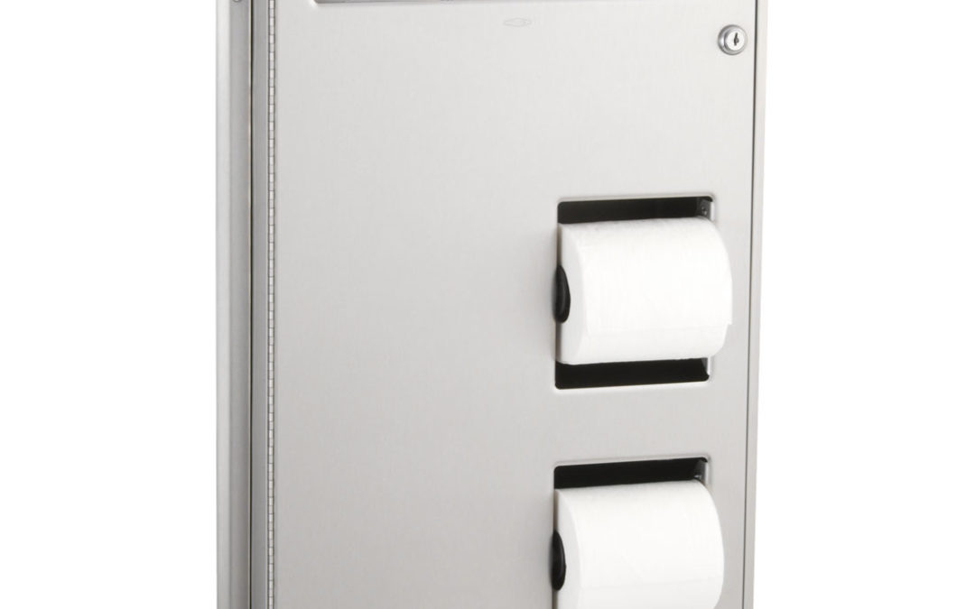 Partition Mounted Seat-Cover Dispenser and Toilet Tissue Dispenser