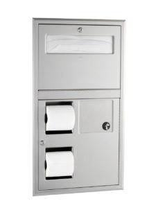 Recessed Seat-Cover Dispenser, Sanitary Napkin Disposal and Toilet Tissue Dispenser Image
