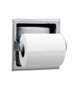 Recessed Toilet Tissue Dispenser with Storage for Extra Roll Image