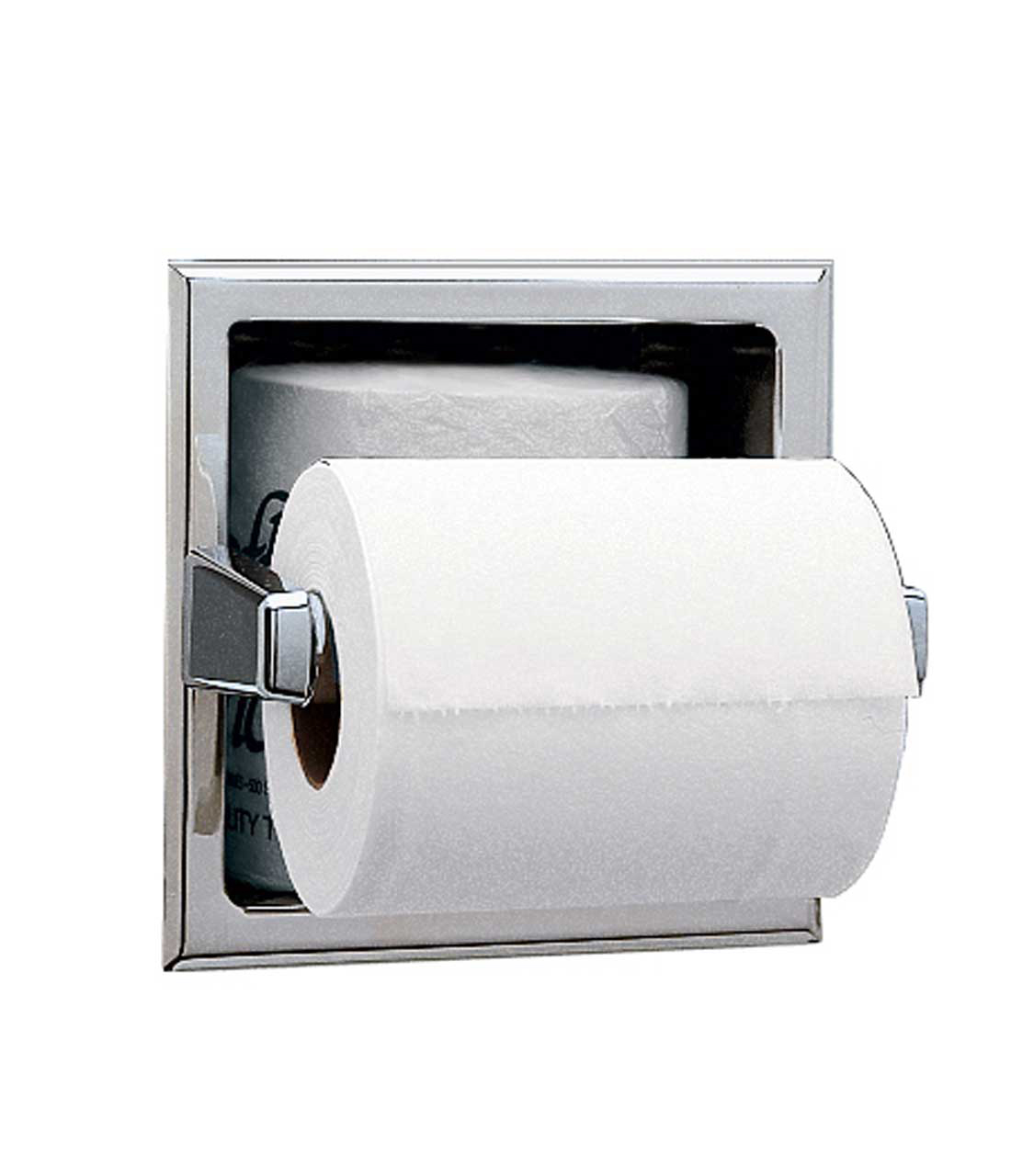 Black Recessed Toilet/Tissue Paper Holder Wall Mounted Rack Storage All Metal 